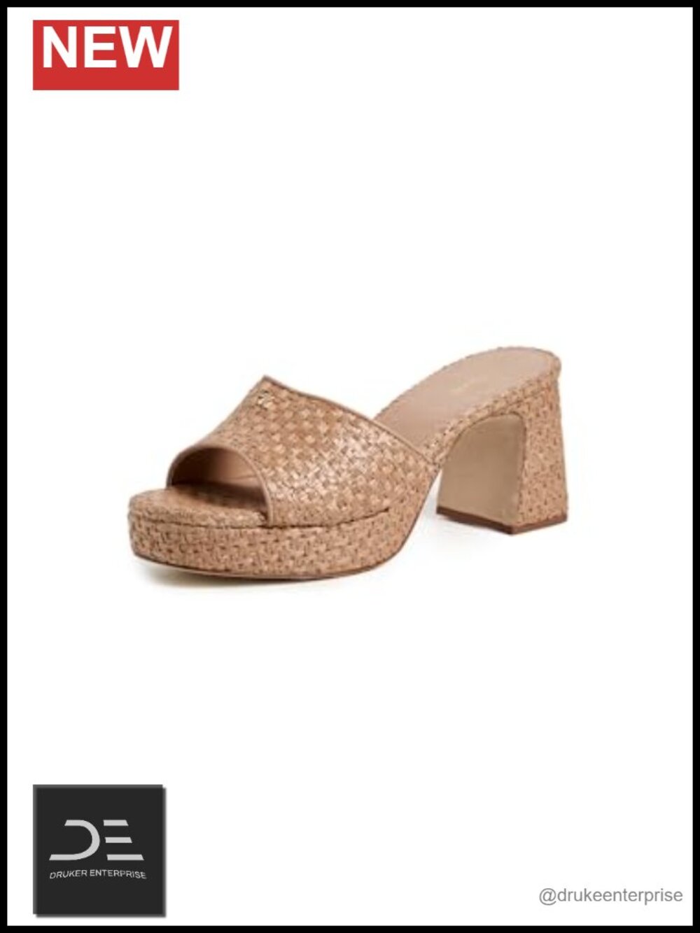 Dolly Low Mules Raffia Slip On Block Heel Ladies Shoes